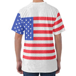 Knitted American Flag Print Men's Velvet T-Shirt