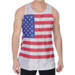 Knitted American Flag Print Men's Velvet Tank Top