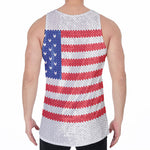 Knitted American Flag Print Men's Velvet Tank Top