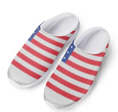 Knitted American Flag Print Mesh Casual Shoes