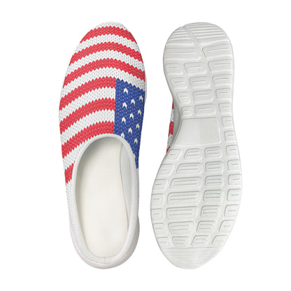 Knitted American Flag Print Mesh Casual Shoes