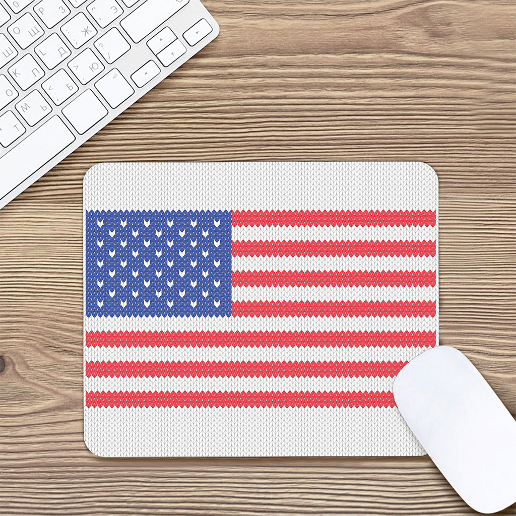 Knitted American Flag Print Mouse Pad
