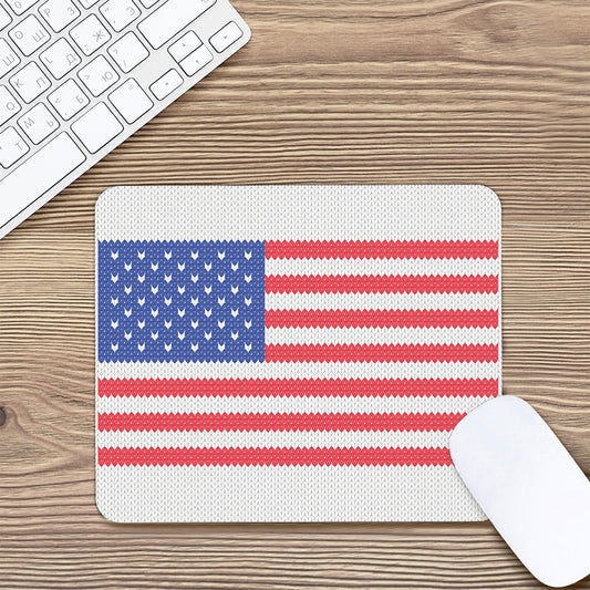 Knitted American Flag Print Mouse Pad