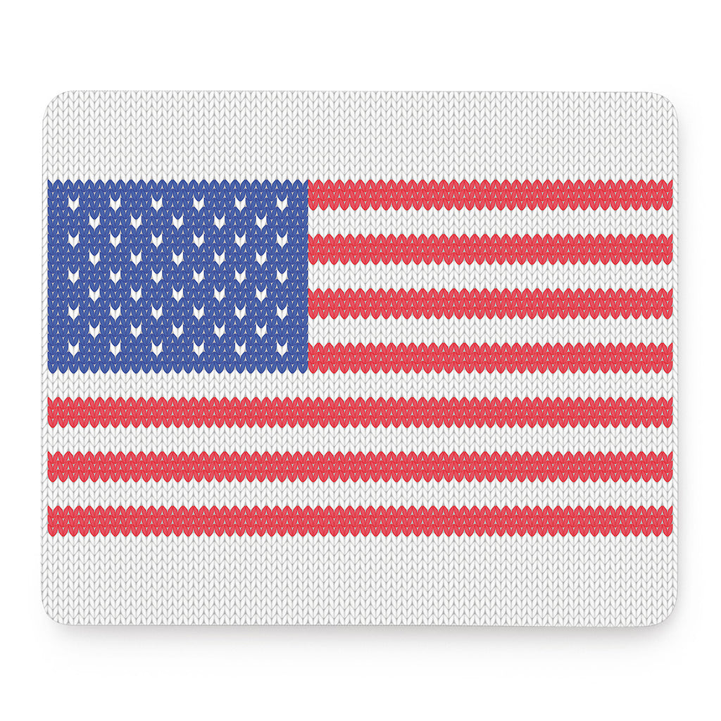 Knitted American Flag Print Mouse Pad