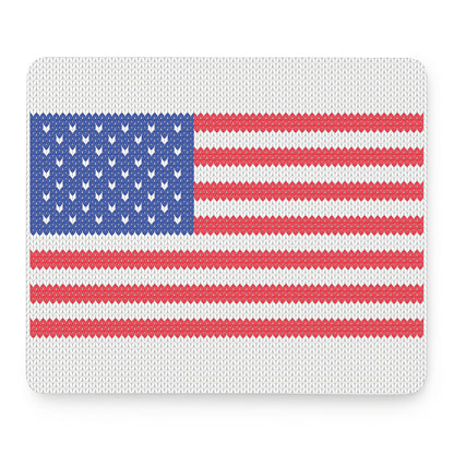 Knitted American Flag Print Mouse Pad