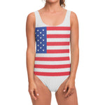 Knitted American Flag Print One Piece Swimsuit