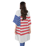 Knitted American Flag Print Open Front Beach Cover Up