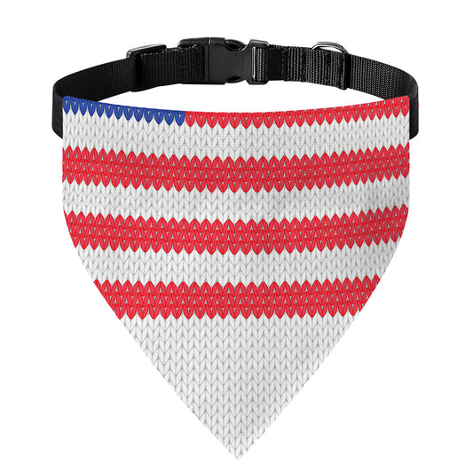 Knitted American Flag Print Over The Collar Dog Bandana