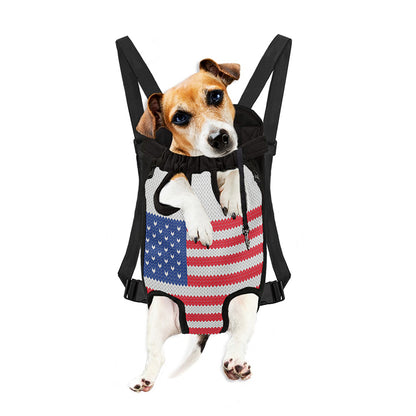 Knitted American Flag Print Pet Carrier Backpack