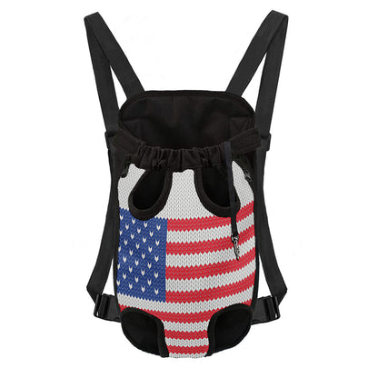 Knitted American Flag Print Pet Carrier Backpack