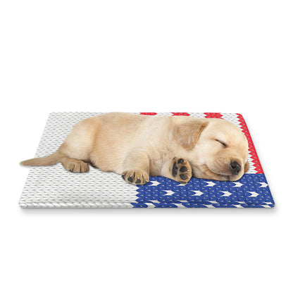 Knitted American Flag Print Pet Cooling Mat Cover