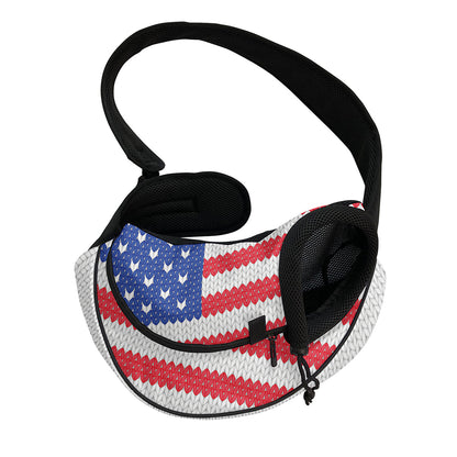 Knitted American Flag Print Pet Sling Carrier
