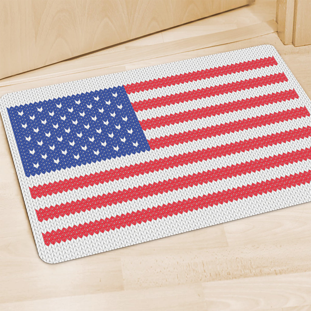 Knitted American Flag Print Polyester Doormat