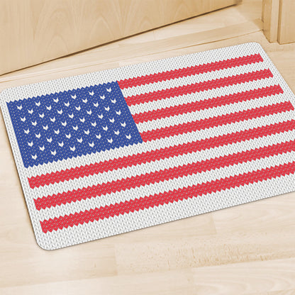 Knitted American Flag Print Polyester Doormat