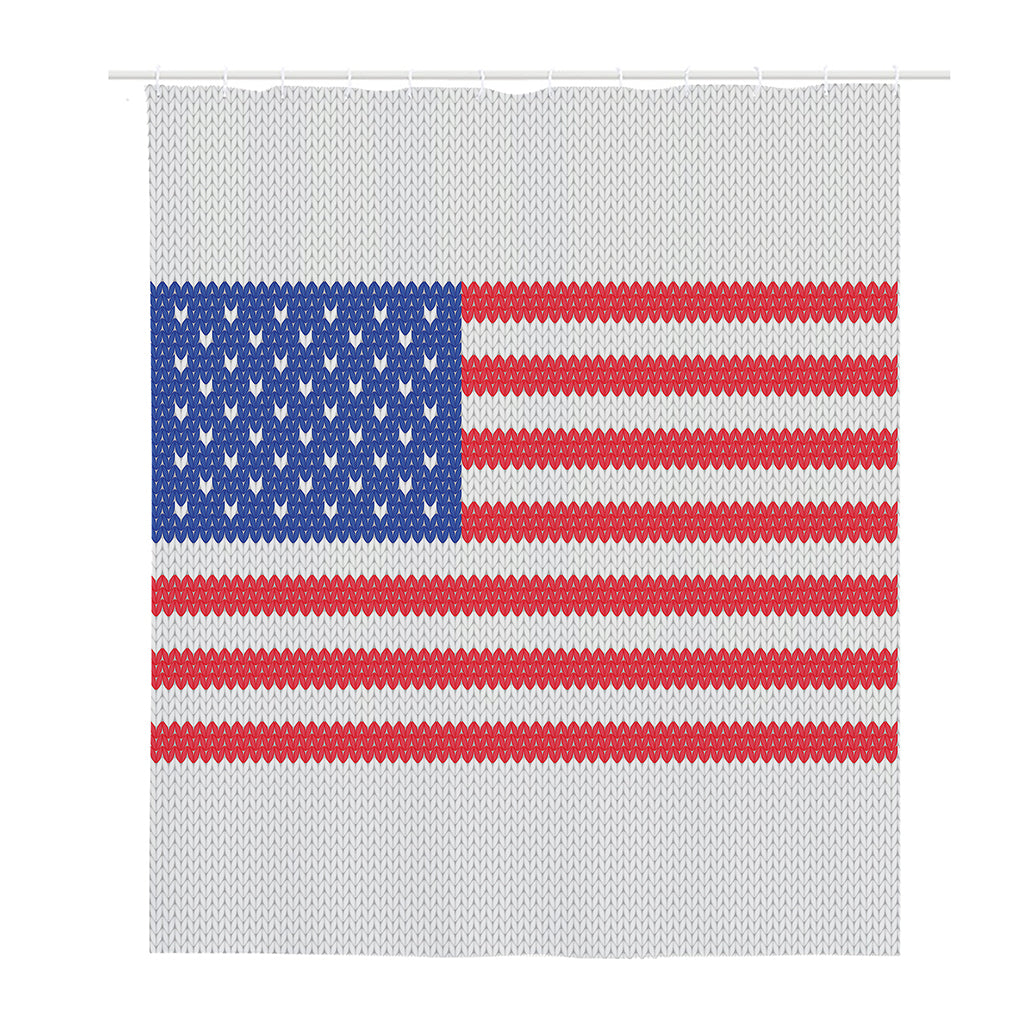Knitted American Flag Print Polyester Shower Curtain
