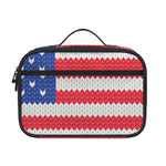 Knitted American Flag Print Portable Lunch Bag