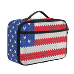 Knitted American Flag Print Portable Lunch Bag