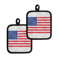 Knitted American Flag Print Pot Holders