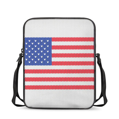 Knitted American Flag Print Rectangular Crossbody Bag
