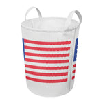 Knitted American Flag Print Round Laundry Basket