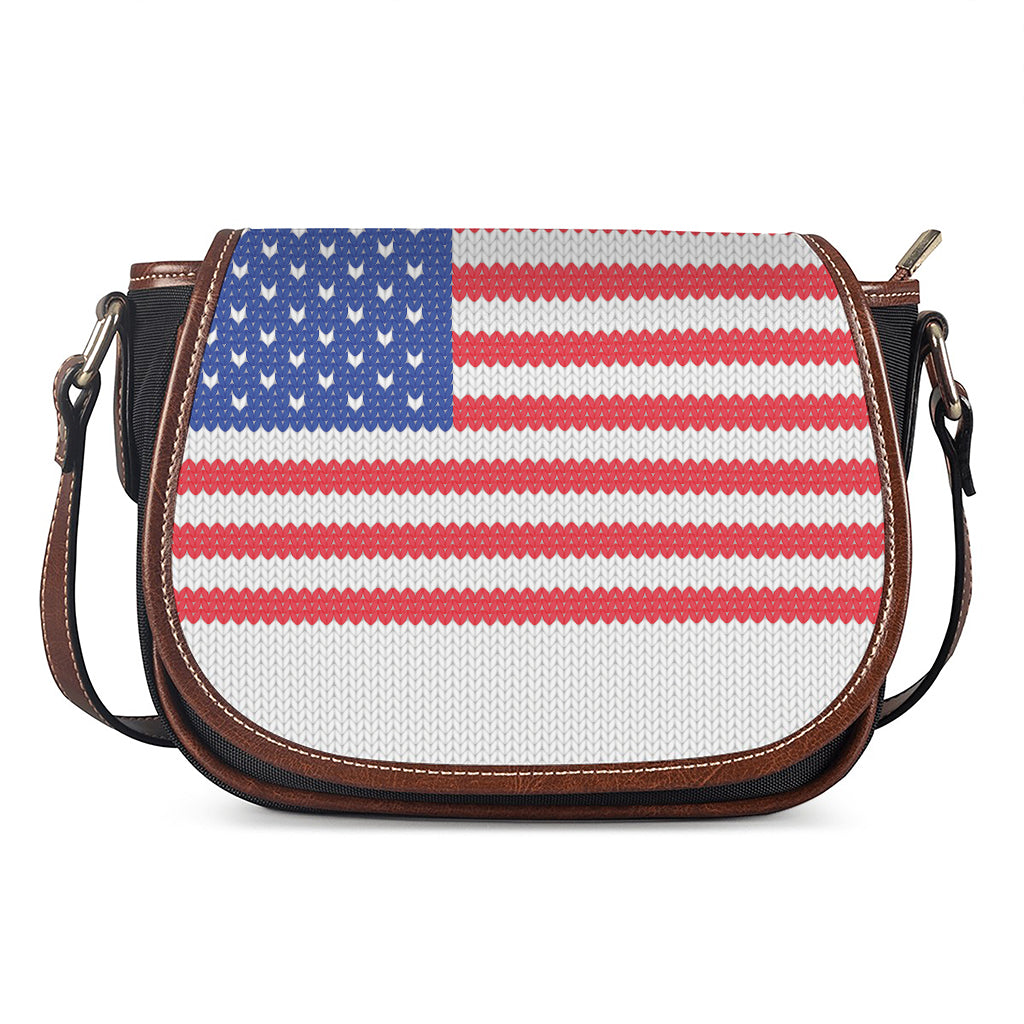 Knitted American Flag Print Saddle Bag