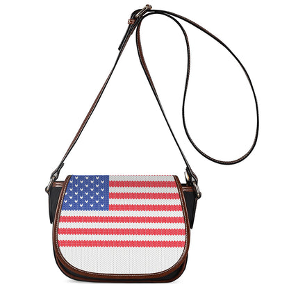 Knitted American Flag Print Saddle Bag