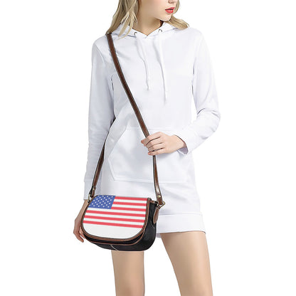 Knitted American Flag Print Saddle Bag