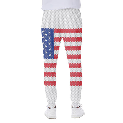 Knitted American Flag Print Scuba Joggers
