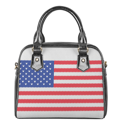 Knitted American Flag Print Shoulder Handbag