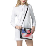 Knitted American Flag Print Shoulder Handbag