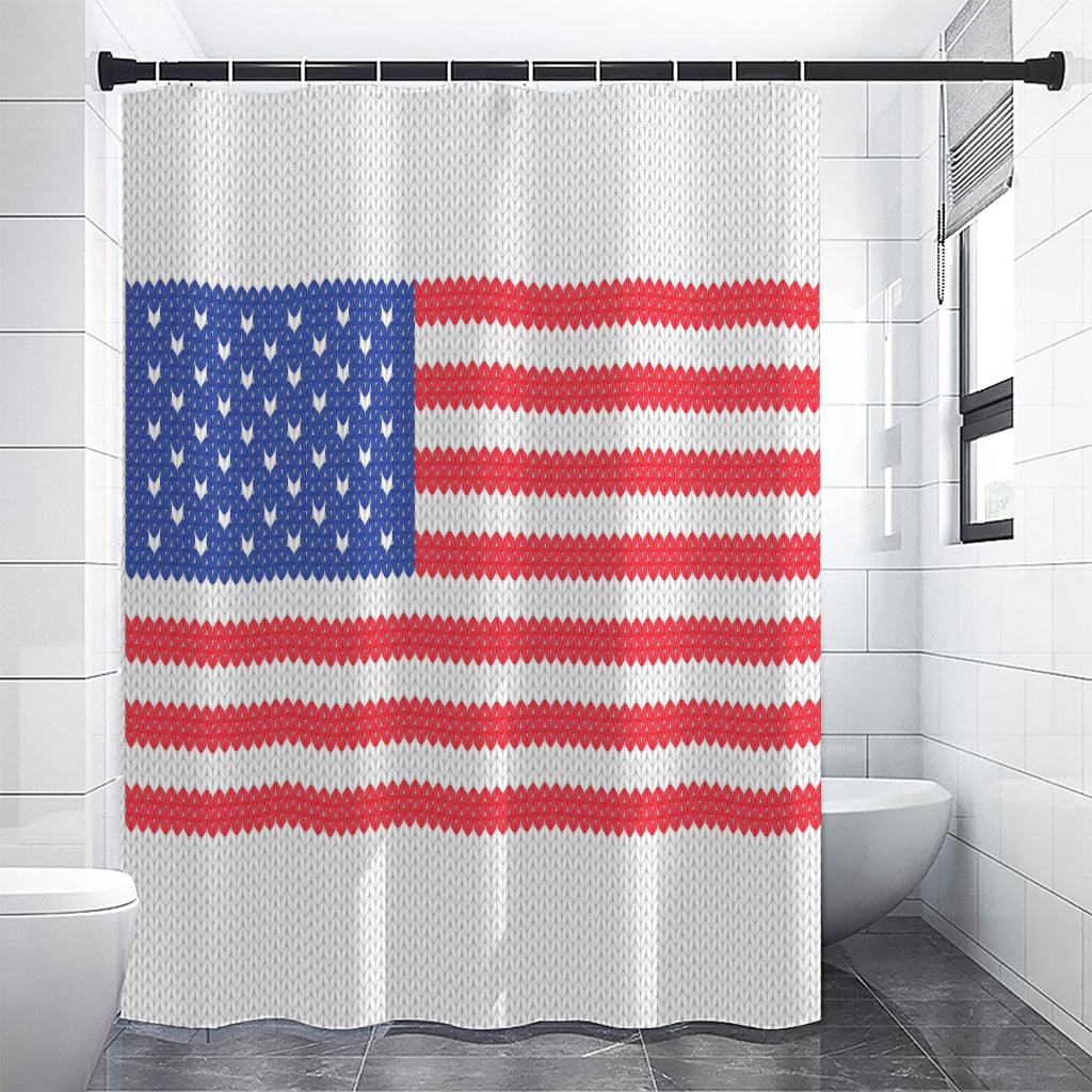 Knitted American Flag Print Shower Curtain