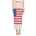 Knitted American Flag Print Side Slit Maxi Skirt