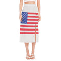 Knitted American Flag Print Side Slit Midi Skirt