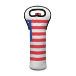 Knitted American Flag Print Single Neoprene Wine Tote