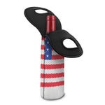 Knitted American Flag Print Single Neoprene Wine Tote