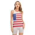 Knitted American Flag Print Sleeveless One Piece Swimsuit
