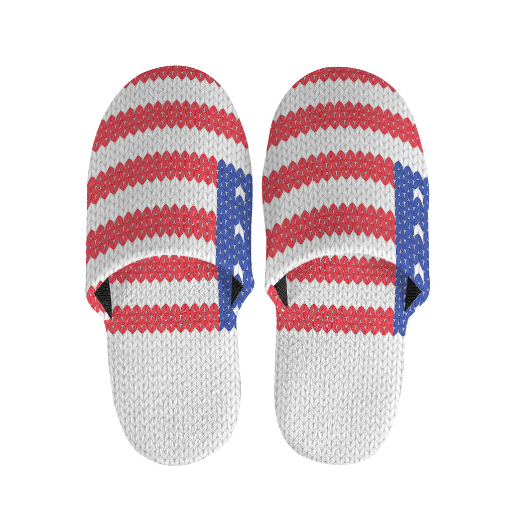 Knitted American Flag Print Slippers