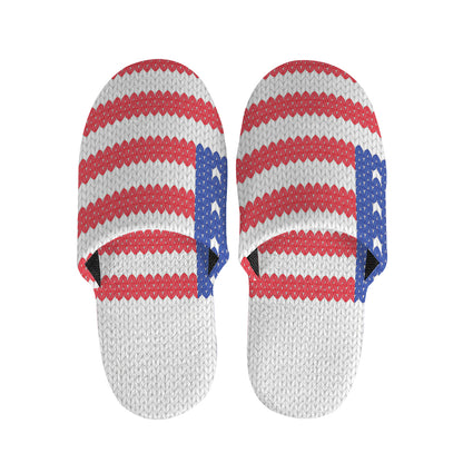 Knitted American Flag Print Slippers