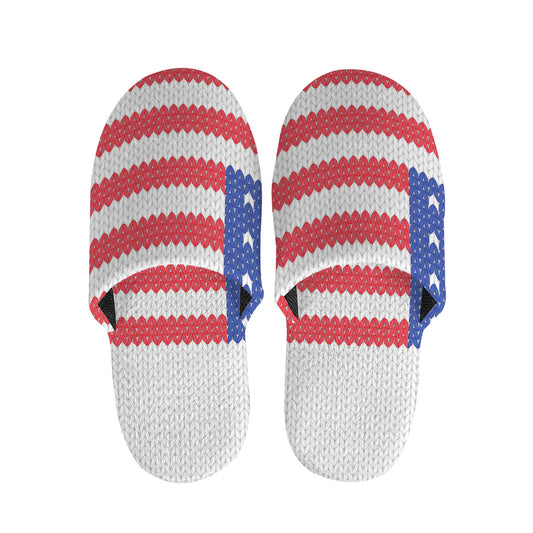 Knitted American Flag Print Slippers