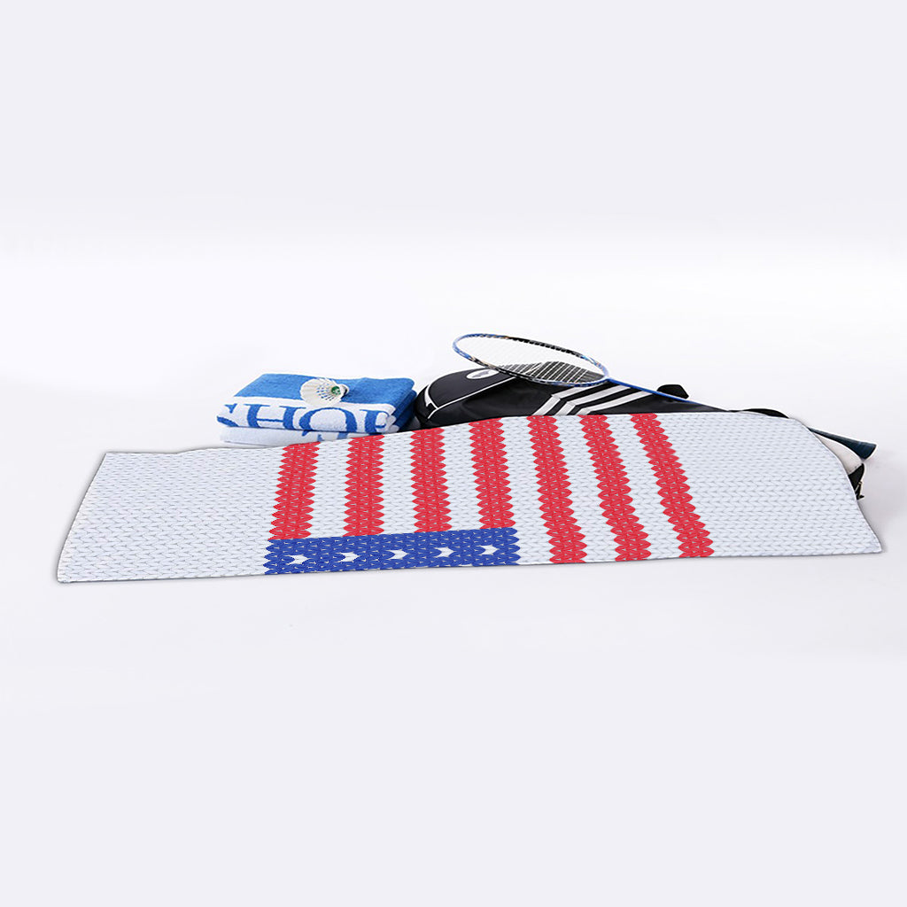 Knitted American Flag Print Sports Towel