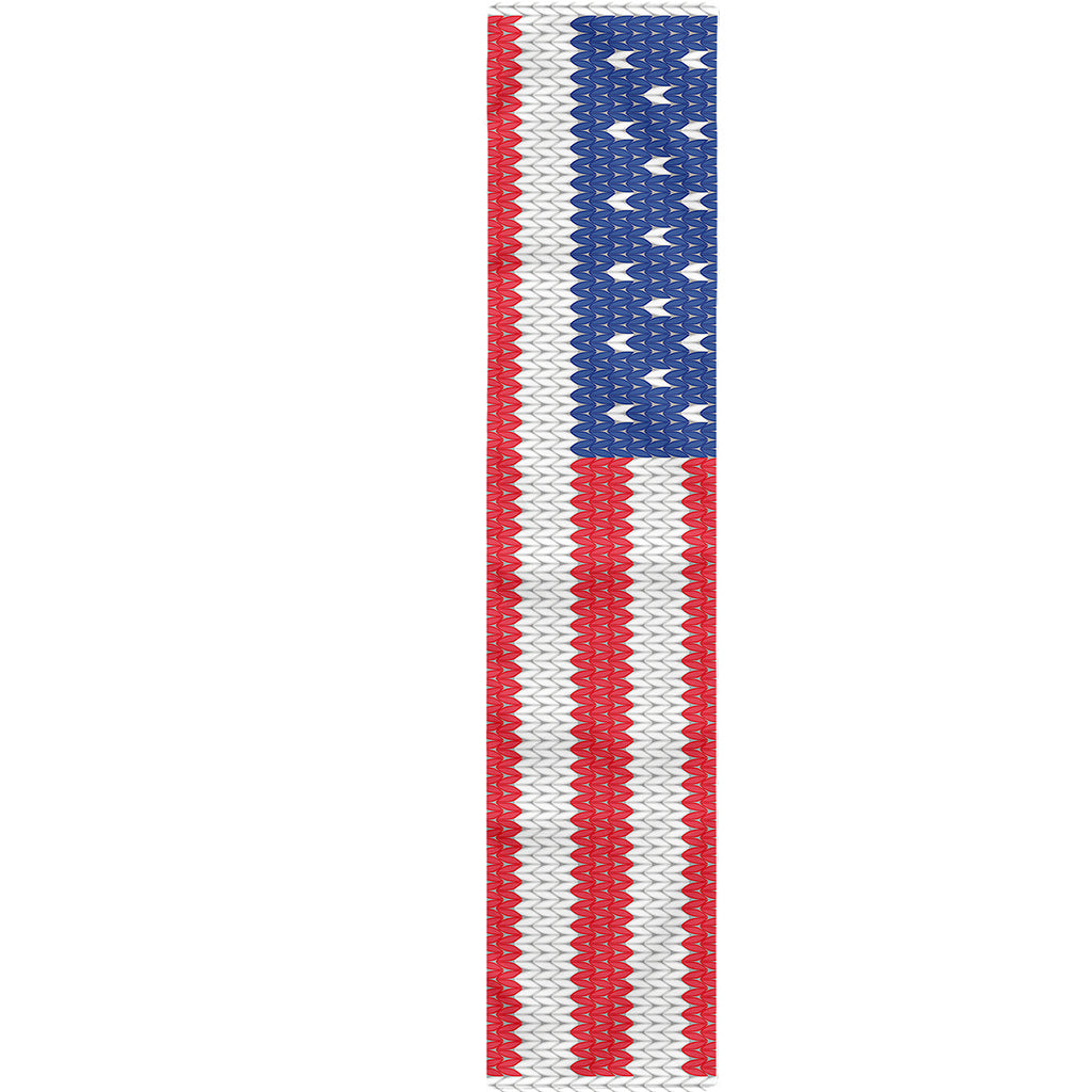 Knitted American Flag Print Table Runner