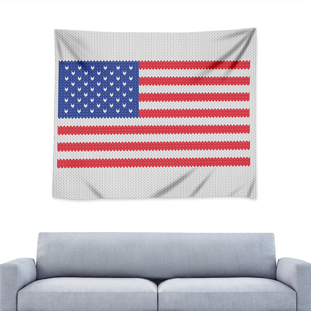 Knitted American Flag Print Tapestry