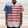 Knitted American Flag Print Textured Short Sleeve Shirt