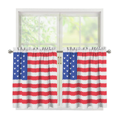 Knitted American Flag Print Tier Curtains