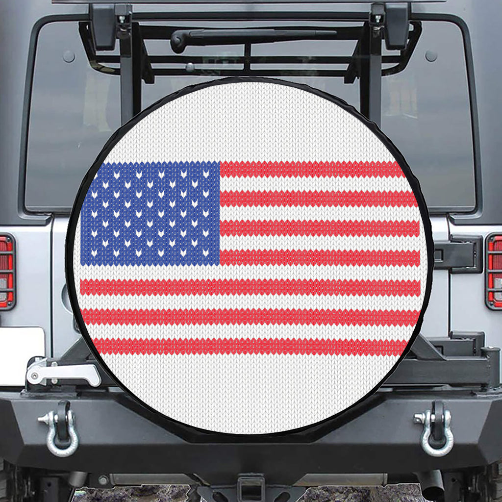 Knitted American Flag Print Tire Cover