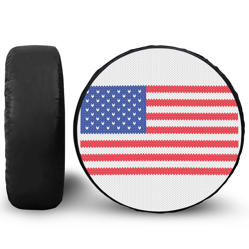 Knitted American Flag Print Tire Cover