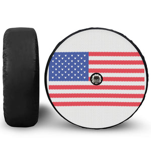 Knitted American Flag Print Tire Cover With Camera Hole