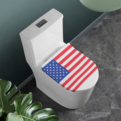 Knitted American Flag Print Toilet Lid Cover