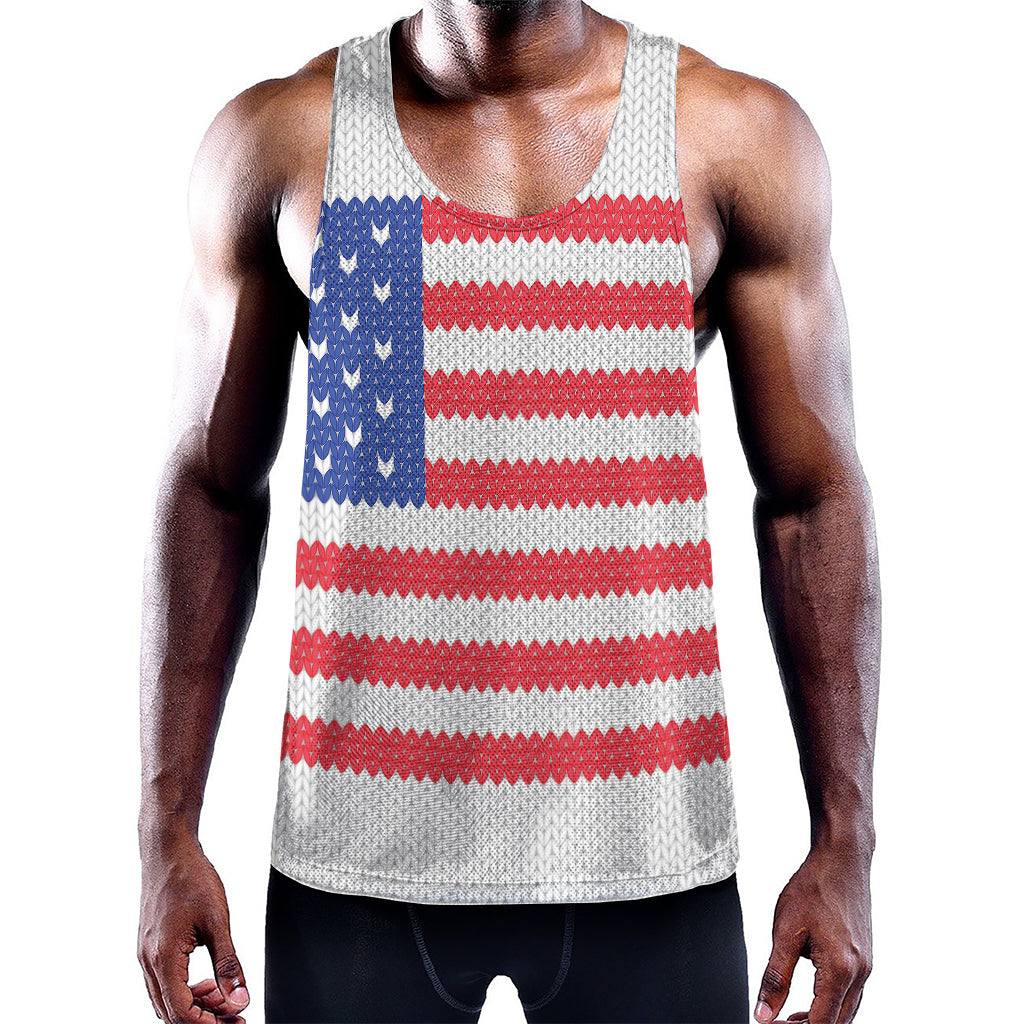 Knitted American Flag Print Training Tank Top