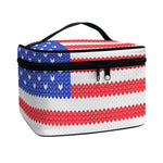 Knitted American Flag Print Travel Makeup Bag